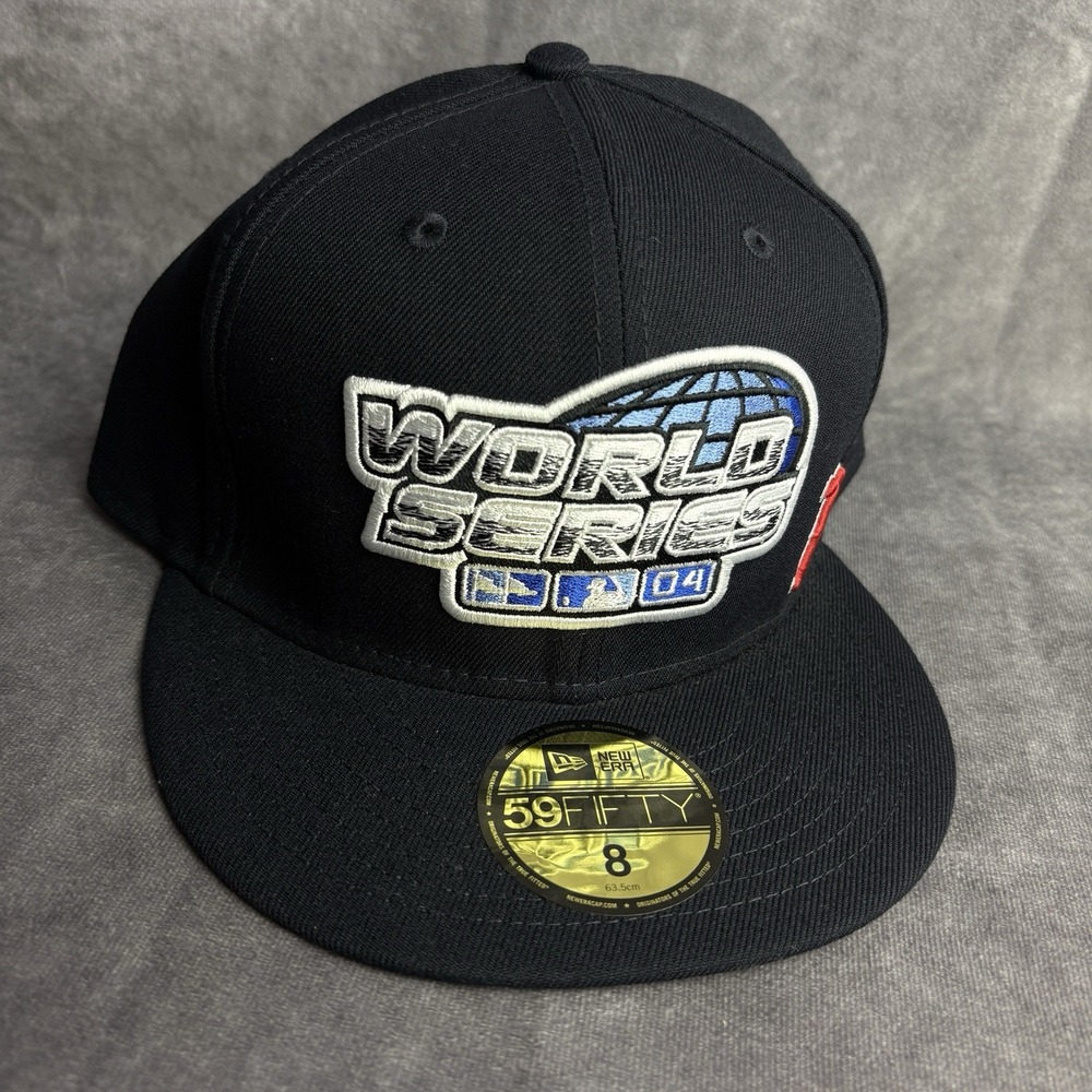 Boston Red Sox New Era 59Fifty Hat 8‎ Black Red World Series 04' MLB NEW